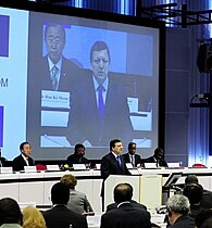 European Commission President Jose Manuel Barroso (3-R) delivers his speech during an International Conference in support of the Somali Security Institutions at the EU headquarters in Brussels, 23 Apr 2009 The donors conference on Somalia is fraught with concerns that do not directly deal with the problem at hand - bolstering security in the Horn of Africa country. Donors are worried about the rampant piracy off Somalia's shores. Potential donors are also financially strapped from fighting the global economic crisis. Sponsors hope to raise $166 million Still, the United Nations, which is co-sponsoring the conference with the European Union, hopes to raise about $166 million to 