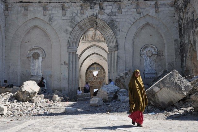 The remains of a church near the waterfront in Mogadishu, a city that might be emerging from decades of war and neglect. Michelle Shephard / Toronto Star via Getty Images