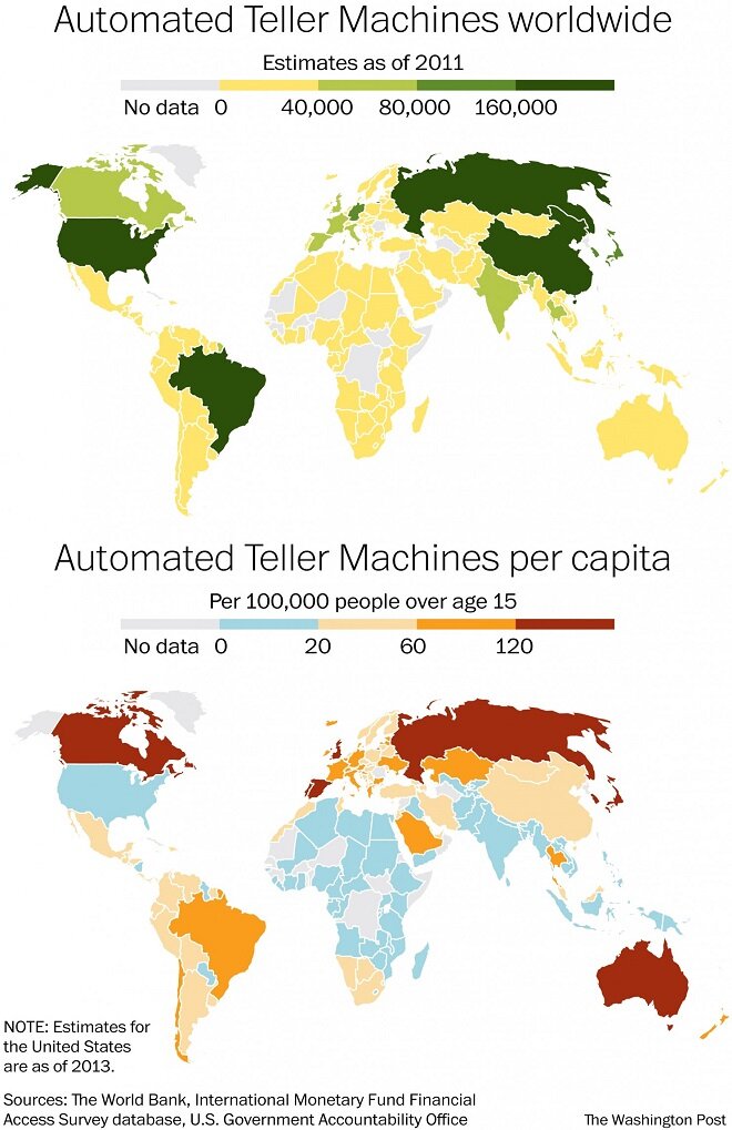 Map ATMs in the world